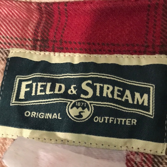 Field & Stream Flannel Shirt Mens Medium Red Plaid Farmer Gorpcore Long Sleeves - Picture 3 of 6